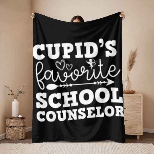Cupid's favorite school Counselor Valentine's day Throw Blankets
