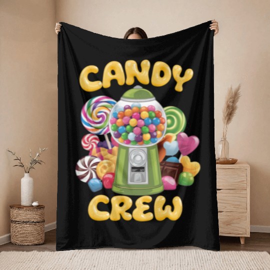 Candy Security Crew Lollipop Gummy Sweet Birthday Throw Blankets