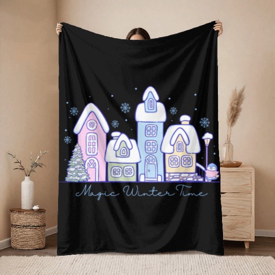 Magic winter time Throw Blankets