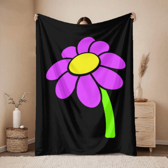 Small Daisy Flower Purple Decorative Nature Design Throw Blankets