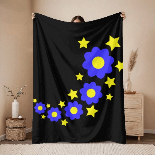 Many Pretty Daisy Flowers Decorative Stars Design Throw Blankets