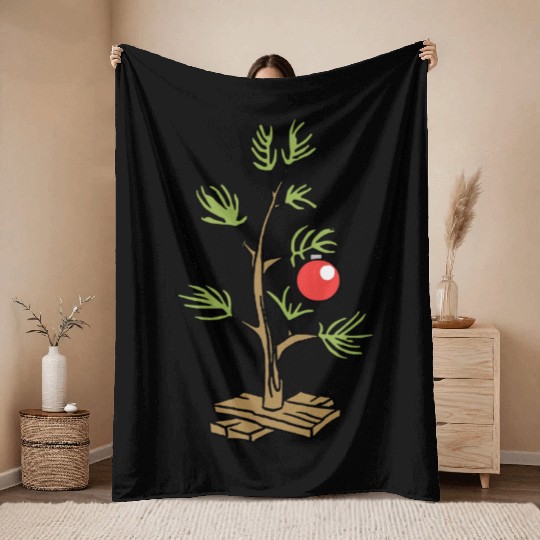 Funny Christmas Tree Peanuts Christmas Throw Blankets