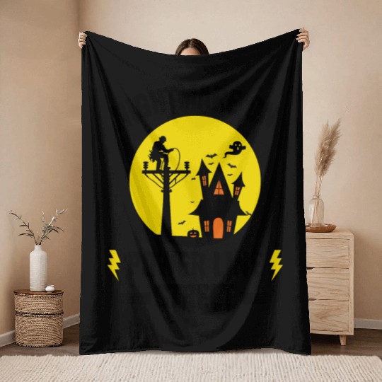 Nightmare on Power Line Street – Lineman Halloween Throw Blankets