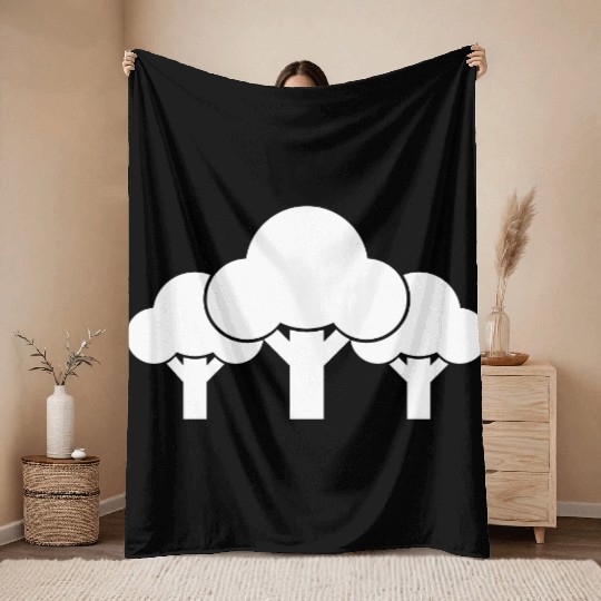 3 Trees Forest Grove Three Tree Wood Plants Symbol Throw Blankets