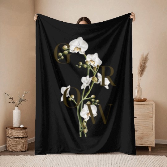 Grow Orchid Throw Blankets