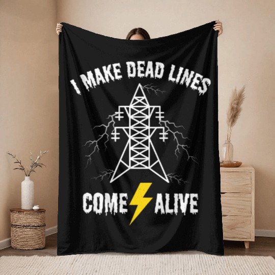 I Make Dead Lines Come Alive – Lineman Halloween Throw Blankets