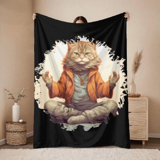 Cat Yoga / Yogi Cat Throw Blankets