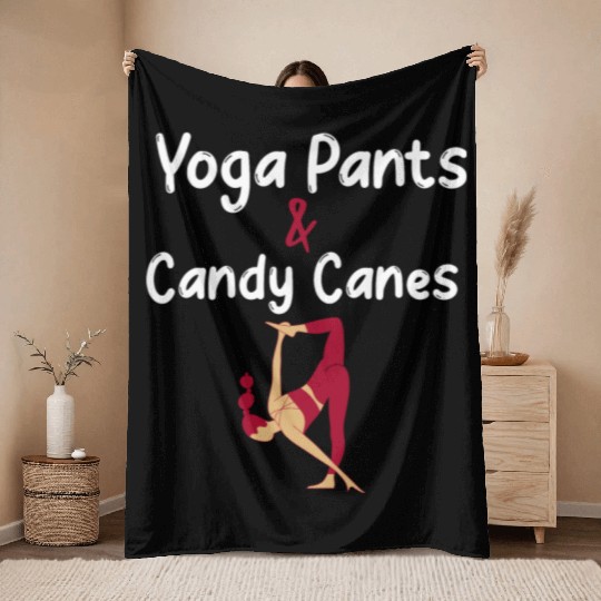 Yoga Pants & Candy Canes Christmas Yoga Throw Blankets
