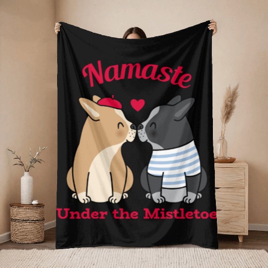 Namaste Under the Mistletoe Christmas Yoga Throw Blankets