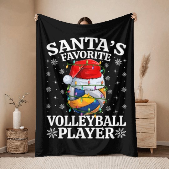 Santa's Favorite Volleyball Player Throw Blankets