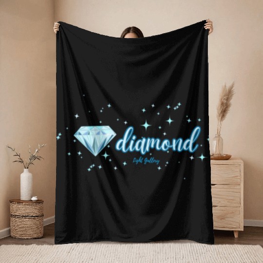 Diamond gemstone jewel Throw Blankets