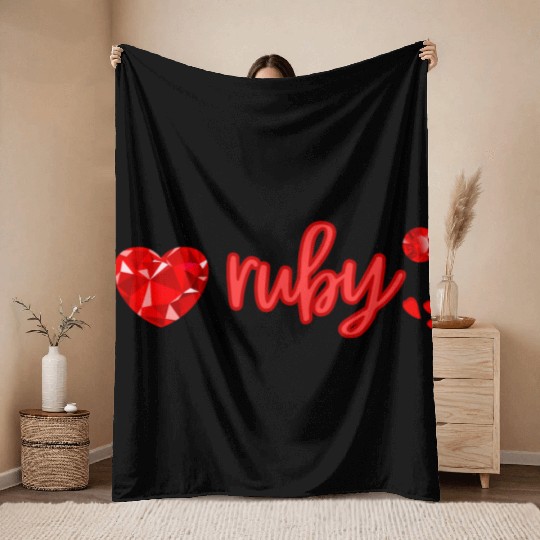 Ruby gemstone jewel Throw Blankets