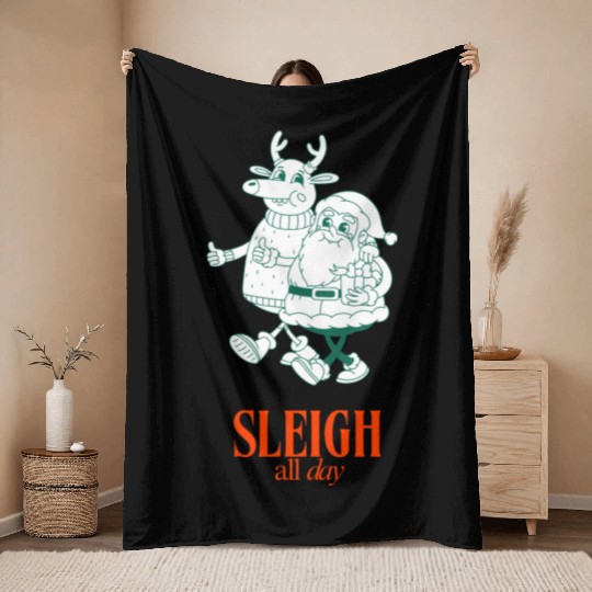 Sleigh all Day Throw Blankets
