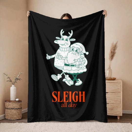 Sleigh all Day Throw Blankets