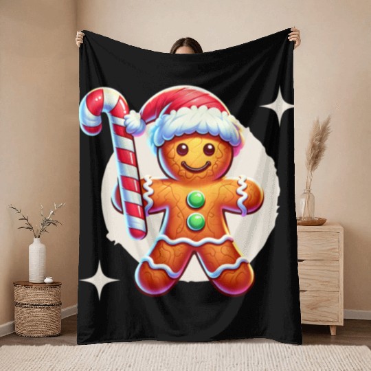 Gingerbread Man Christmas Cheer Throw Blankets