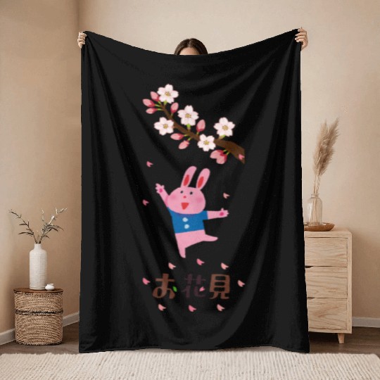 Sakura Serenity: Hanami Blossoms Throw Blankets