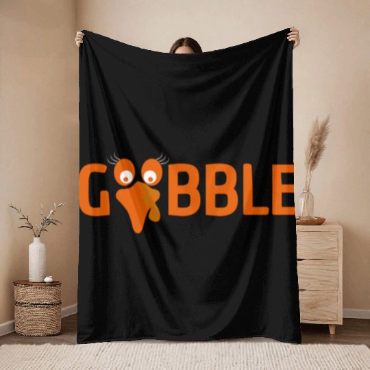 GOBBLE TURKEY PODIATRIST FUNNY THANKSGIVING Throw Blankets