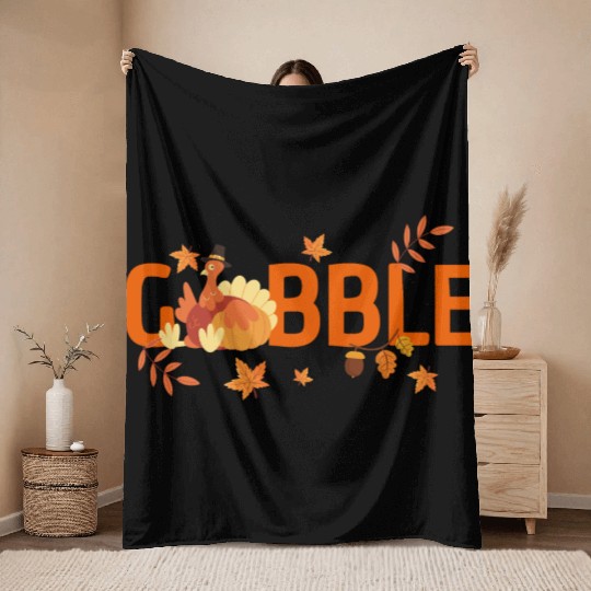 GOBBLE TURKEY PODIATRIST FUNNY THANKSGIVING Throw Blankets
