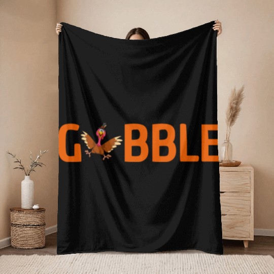 GOBBLE TURKEY PODIATRIST FUNNY THANKSGIVING Throw Blankets