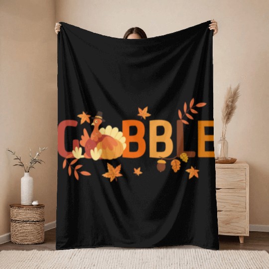 GOBBLE TURKEY PODIATRIST FUNNY THANKSGIVING Throw Blankets