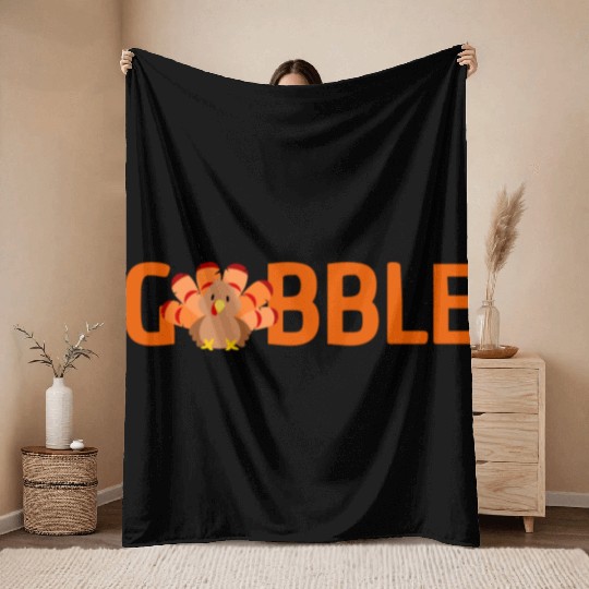 GOBBLE TURKEY PODIATRIST FUNNY THANKSGIVING Throw Blankets