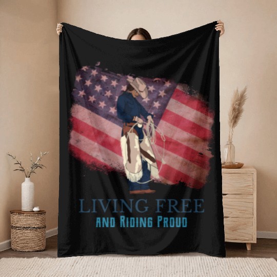 Living Free and Riding Proud Throw Blankets
