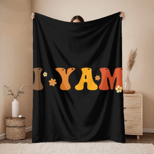 Sweet Potato I Yam Groovy Flower Throw Blankets