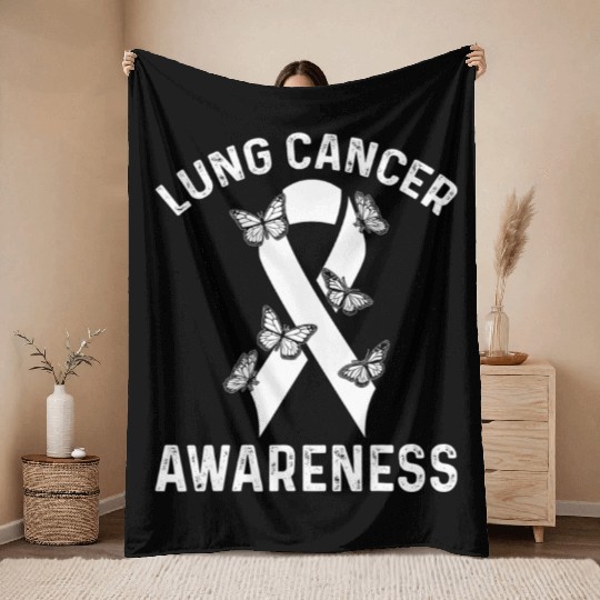 Lung Cancer Awareness Month Support Throw Blankets