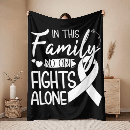 No one fights alone Lung Cancer Awareness Month Throw Blankets