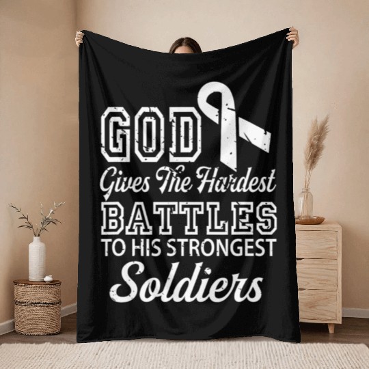 Jesus Prayer Lung Cancer Warrior Lung Cancer Throw Blankets