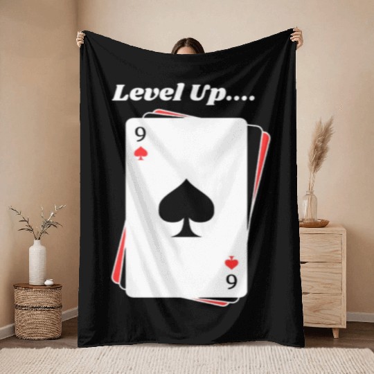 BLACK Men Throw Blankets For Game Card lovers - LEVEL UP