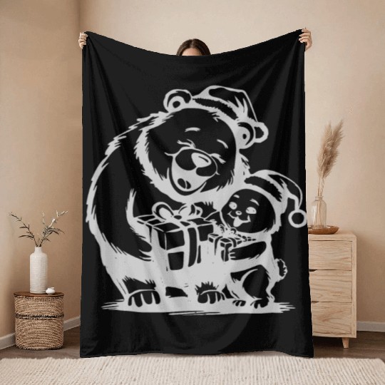 Bear and Bunny Gift Exchange Throw Blankets