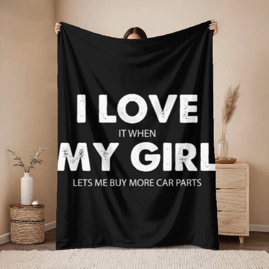 I Love My Girl Funny Throw Blankets for Men Car Guy Throw Blankets