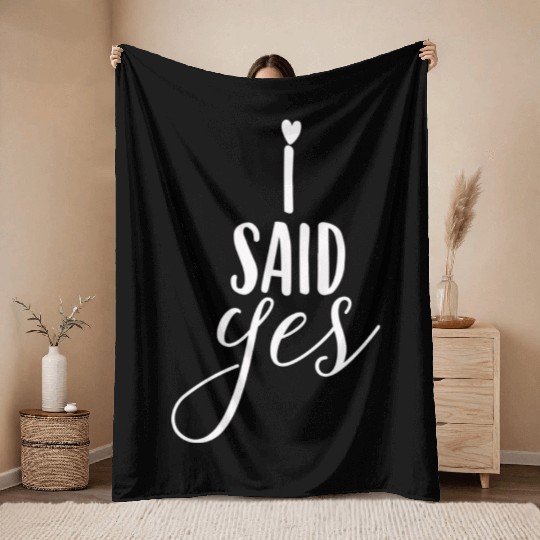 Bride Said Yes Wedding Engagement Bachelorette Throw Blankets