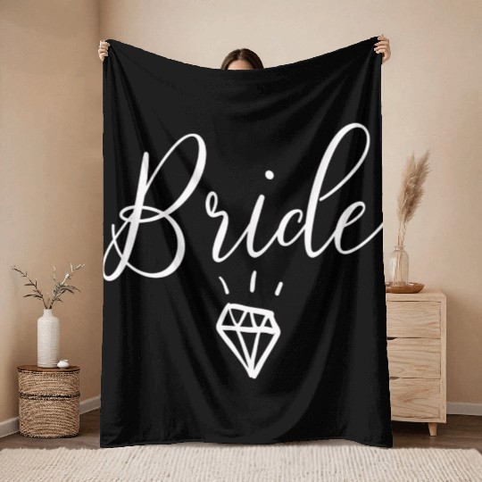 Bride Wedding Engagement Bachelorette Party Throw Blankets