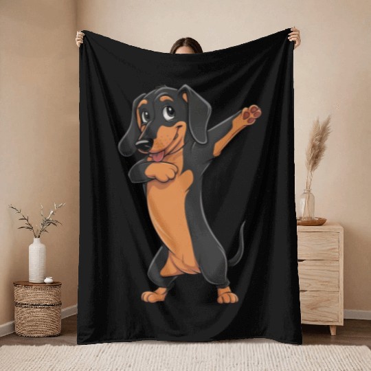 Dabbing dance post Dachshund dog lovers pet love Throw Blankets