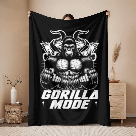 Gorilla Mode Workout Gym Throw Blankets