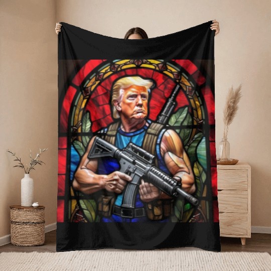 Trump the Commando Throw Blankets