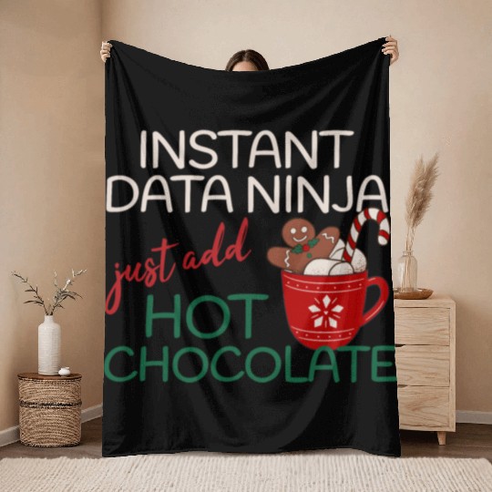 Data Ninja xmas hot Chocolate Christmas Throw Blankets