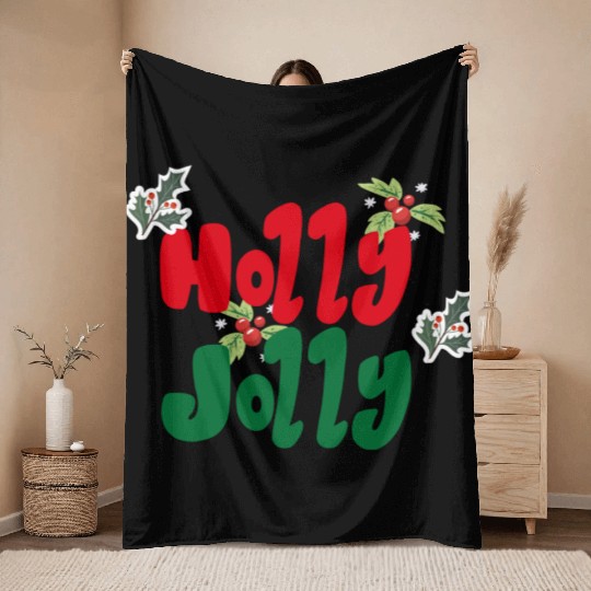 holly jolly Christmas Throw Blankets