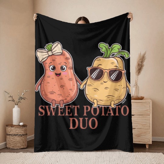 Sweet Potato Duo Throw Blankets
