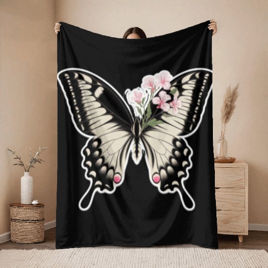 Elegant Butterfly Floral Throw Blankets
