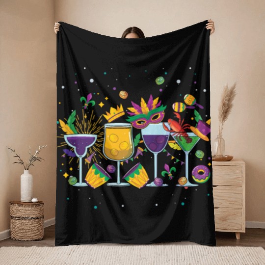 Mardi Gras Drinks Festival Parade Mardi Gras Throw Blankets