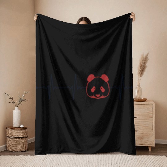 Panda Heartbeat Panda Bear Friend Giant Panda Throw Blankets