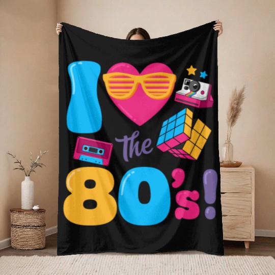 I Heart The 80's Classic 80s Retro Vintage 1980 Throw Blankets