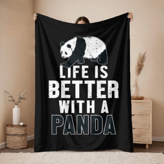 Life is Better with a Panda Panda Bear Friend Throw Blankets