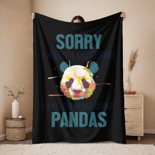 Was Thinking About Pandas Panda Bear Friend Giant Throw Blankets