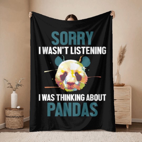 Was Thinking About Pandas Panda Bear Friend Giant Throw Blankets