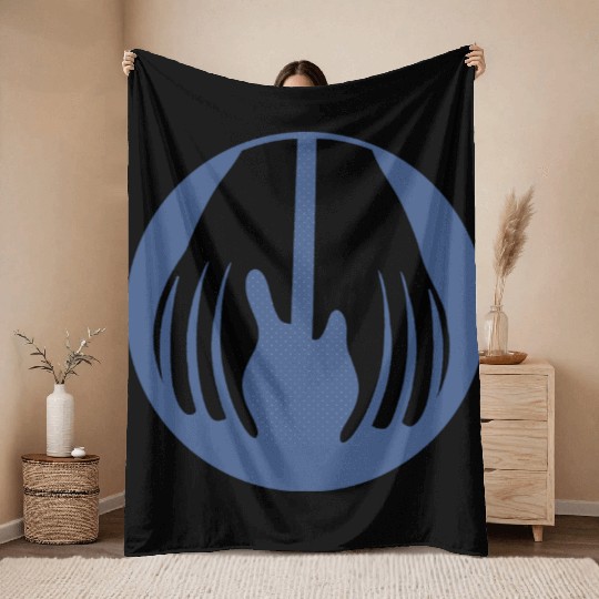 Guitar being held by two hands in this fun optical Throw Blankets