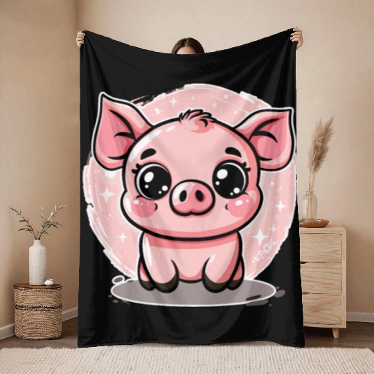 Cute Little Piggy Piglet Throw Blankets